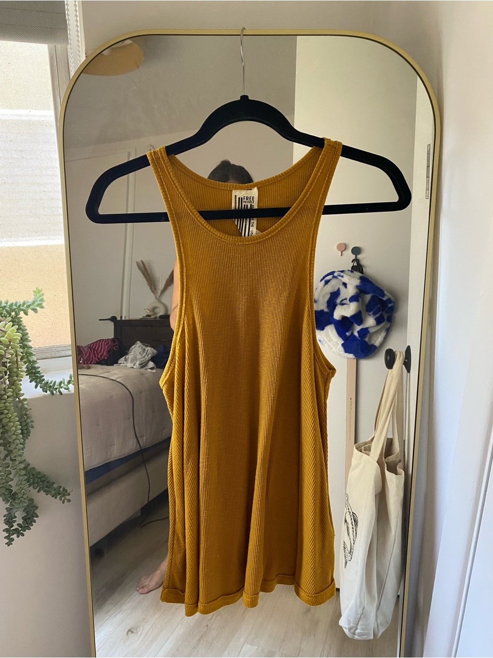 Free People Mustard Ribbed Tank Swing Dress